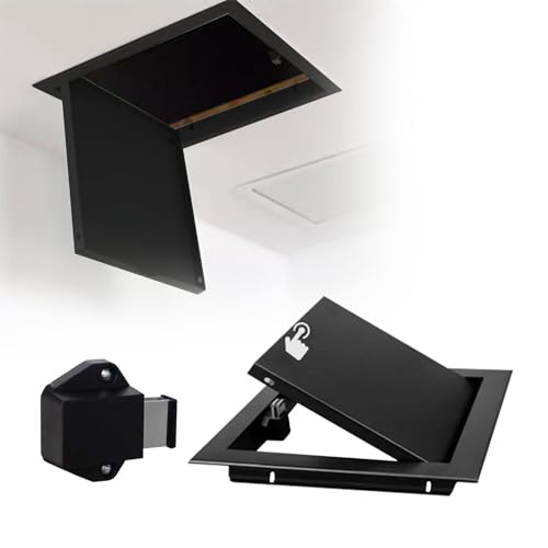 Vibeo Revisionsklappe Decken-/Wand-Revisionsklappe mit Druckknopf, Revisionsklappendeckel Aus Verzinktem Stahl, Revisionsklappentür für Dachboden, Badezimmer, Flur(Black,150x300mm(5.9x11.8in)) von Vibeo