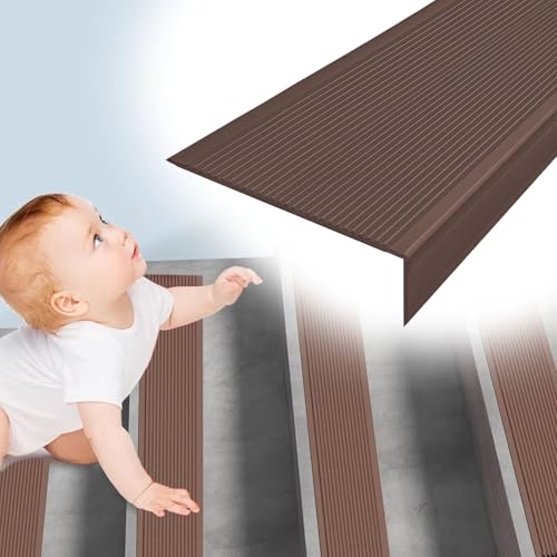 Vibeo übergangsprofil rutschfeste Treppenkantenschutzleiste, Selbstklebend, 10 cm Breite, Treppenkantenschutz, Vinyl-/Holz-/Fliesen-Übergangskantenleiste für Außentreppen(Brown) von Vibeo