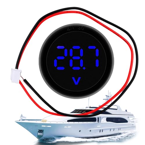 Batteriespannungsmesser - Digitaler Spannungsmesser, LED Digital Voltmeter Autobatteriemonitor | DC4-100V Wasserdichtes Rundes Panel - Kfz-Spannungsprüfer, Universell Für Auto, Motorrad, von Vibhgtf