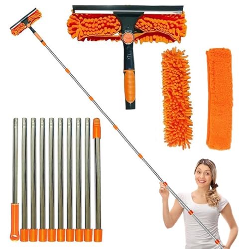 Deckenreiniger, ausziehbarer Staubwedel aus Mikrofaser mit langem Griff für Spinnweben, ergonomisches Reinigungszubehör mit verlängerbarem Griff für Deckenventilatoren und Regale von Vibhgtf