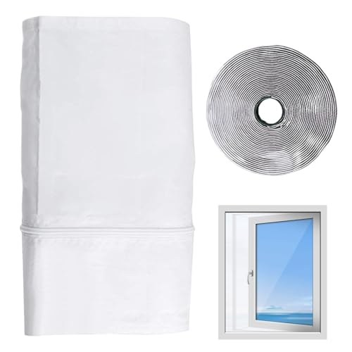 Fensterset für tragbare Klimaanlage, Lüftungsschloß mit Reißverschluss und Klebeverschluss, verhindert Luftaustausch und dichtet die Isolierung für Wohnung Schlafzimmer Wohnzimmer von Vibhgtf