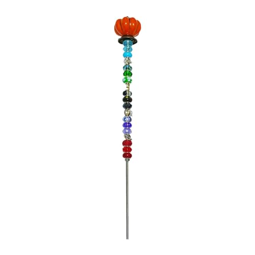 Gartenstecker mit Perlen,Dekorative Gartenstecker mit Perlen,Feenstab-Pfähle für den Garten - Dekorativer Gartenstecker mit -Stopper oben, 33 cm, bunter Kristall-Blumenstecker für die Dekoration im Fr von Vibhgtf
