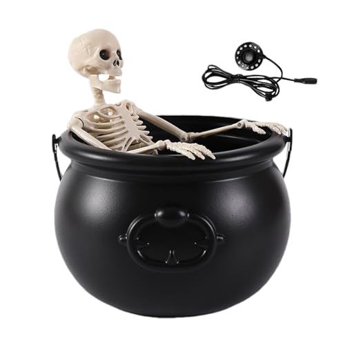 Halloween-Kesseldekoration - Skelett-Dekorationen für Halloween, mit verdrahteter Beleuchtung und gruseligen Statuen, für den Außenbereich von Vibhgtf