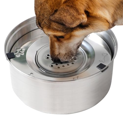 Schwimmender Hundenapf – Schwimmender Katzennapf, Hundewassernapf, rostfreier Edelstahlnapf, 3-Liter-Hundenapf, rutschfest und kippsicher von Vibhgtf