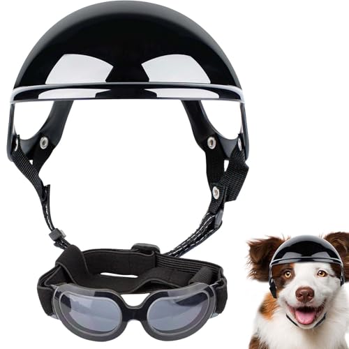 Sonnenbrille für Hunde, verstellbarer und atmungsaktiver Kopfschutz mit Brille, bunte Sonnenbrille zum Fahren, Motorradfahren, Augenschutz für Hunde beim Radfahren und Spazieren von Vibhgtf