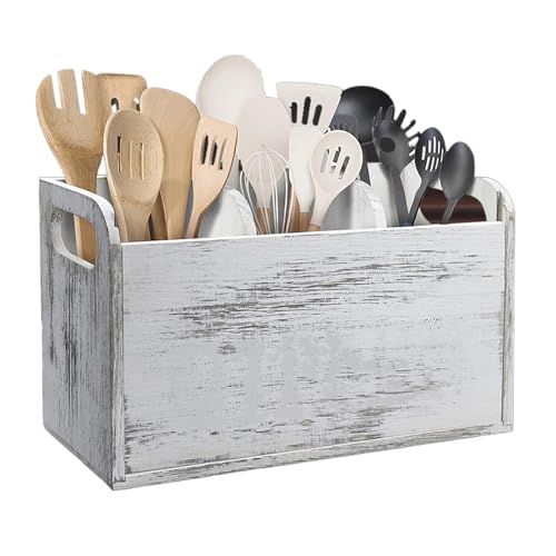 Utensilienaufbewahrungsbox – Küchenwerkzeughalter | Holz mit 3 Fächern UTSIL SOPTER – geteilter Besteckkasten mit abnehmbarem Deckel, Zähler-Organizer für Verbrauchsmaterialien von Vibhgtf