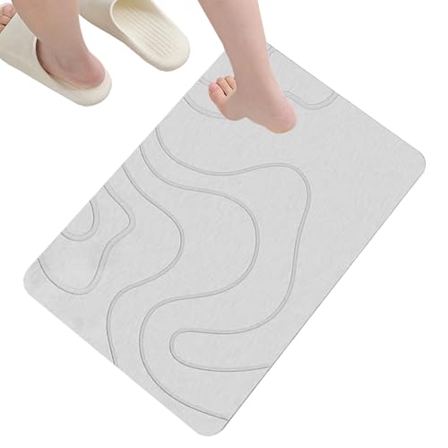 Vibhgtf Diatomit-Badematte – saugfähiger Badteppich aus Stein, rutschfester Bodenteppich, Teppich mit Dusche aus Kieselstein, Teppich für den Innenbereich von Vibhgtf