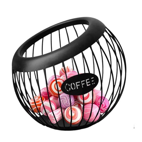 Vibhgtf Kaffeekapsel-Korb – Schreibtisch-Organizer | Kaffeekapselhalter aus Eisen | Aufbewahrungskorb mit großer Kapazität für Küchentheke von Vibhgtf
