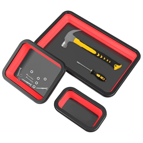 Vibhgtf Magnetisches Fach, Set mit 3 Organizer-Tabletts für Teile mit Magneten, magnetischer Werkzeug-Organizer für die Sortierung in der Garage und Autopflege von Vibhgtf