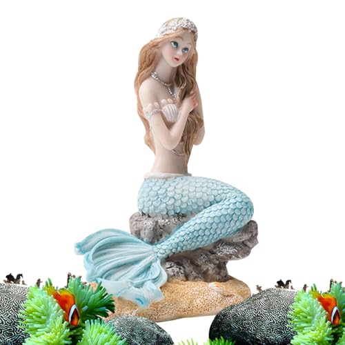 Vibhgtf Meerjungfrau-Aquarium-Dekoration – Harz-Statuen-Zubehör |. -Aquarium-Schreibtisch-Themen-Themendekoration, Zubehör, 6 Stile, Künstliche Aquarium-Dekoration. Kleine Meerjungfrau-Aquarium-De von Vibhgtf