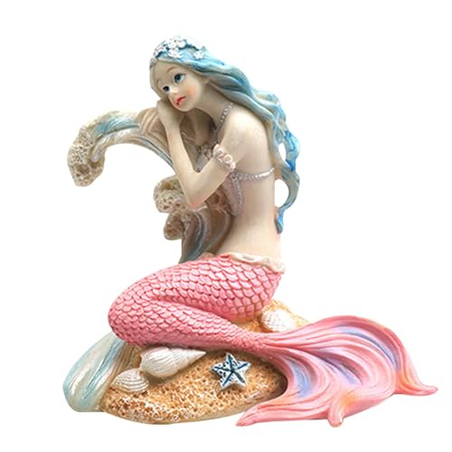 Vibhgtf Meerjungfrau-Aquarium-Dekoration – Harz-Statuenfigur, Miniatur |. 6 Stile Aquarium-Schreibtisch-Themen-Dekoration, Zubehör, Künstliche Aquarium-Dekoration von Vibhgtf