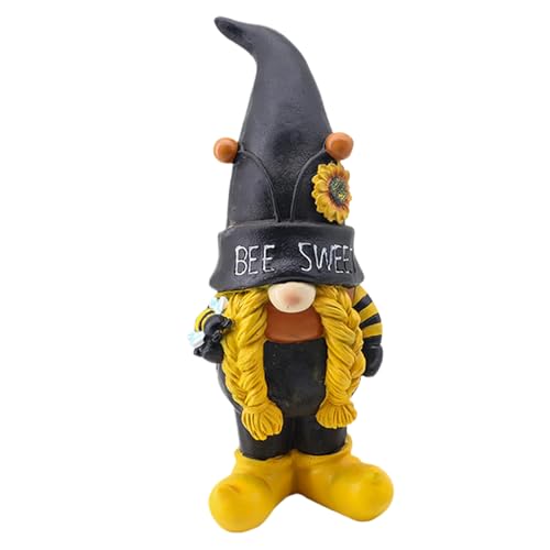 Vibhgtf Zwergstatue Biene - Biene aus Harz | Frühlingszwerge mit Bienen | Gartenzwerge mit Bienen | Gartenzwerge mit Bienen | Gartenzwerge Skulpturen für Hof von Vibhgtf