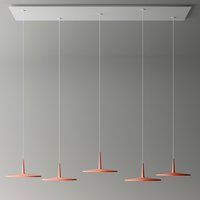 Vibia Skan 0282 LED Pendelleuchte, 5-flg. rot matt von Vibia