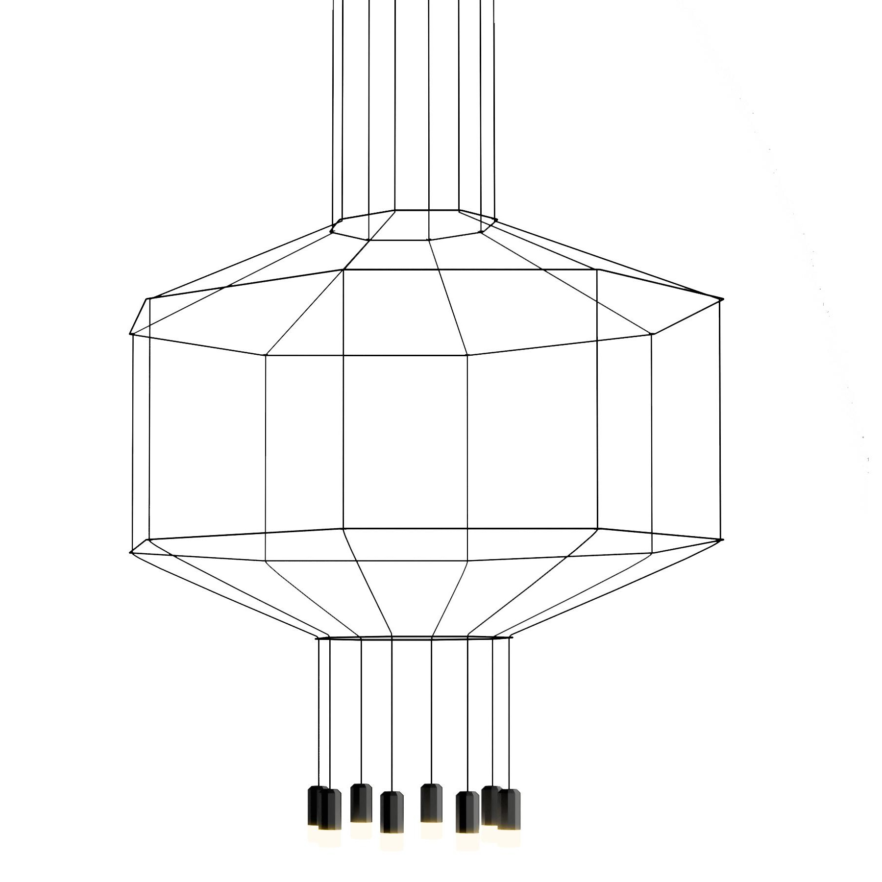 Vibia - Wireflow 0299 LED Pendelleuchte - schwarz RAL 9005/lackiert/LxBxH 150x150x142,5cm/2700K/3922lm/CRI>80/dimmbar von Vibia