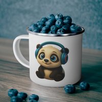 Cute Panda Enamel Camping Mug, Uniquely Designed Travel Coffee Cup For Outdoor Lovers, Fun Gift Friends & Family, [...] von Viblora