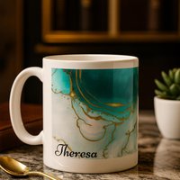 Personalisierte Kaffeetasse Mit Namen - Marmor Design in Pink & Gold Geschenk Für Frauen Individuelle Tasse Hochwertige Keramiktasse von Viblora