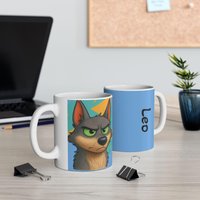Personalized Coffee Mug For Kids, Whimsical Animal Ceramic Mug, Funny Pet Cup, Colorful Mug Cat/Dog Lovers, Custom Name Gift von Viblora