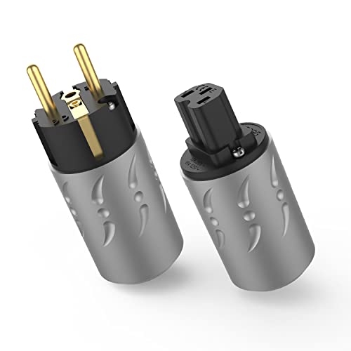 Viborg VE502G+VF502G High End Schukostecker Netzstecker+HiFi Kaltgerätestecker (Reines Kupfer Vergoldet) von Viborg