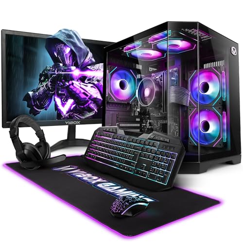 Vibox I-507 Gaming PC Set Komplett • Monitor 22 Zoll • AMD Ryzen 3 3200G 4,0GHz • Radeon Vega 8 • 16GB RAM • 1TB NVMe SSD • Linux OS • WLAN • Schwarz von Vibox