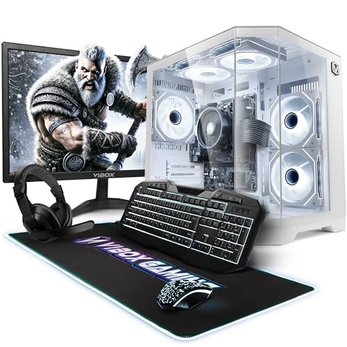 Vibox I-519 Gaming PC Set Komplett • Monitor 22 Zoll • AMD Ryzen 3 3200G 4,0GHz • Radeon Vega 8 • 16GB RAM • 1TB NVMe SSD • Linux OS • WLAN • Weiß von Vibox