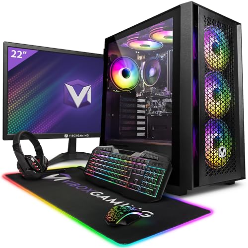 Vibox I-64 Gaming PC Set Komplett • Monitor 22 Zoll • AMD Ryzen 3 3200G 4,0GHz • Radeon Vega 8 • 16GB RAM • 1TB NVMe SSD • Linux OS • WLAN von Vibox