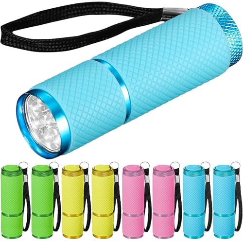 VicBou 8 Stück Mini LED Taschenlampe, Taschenlampe Kinder mit 9 LED, Kleine Taschenlampe mit Lanyard für Notfall, Outdoor, Camping von VicBou