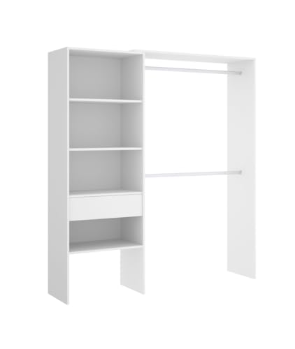 OFFENER KLEIDERSCHRANK MIT SCHUBLADEN NEFER - Weiss von Vicawu