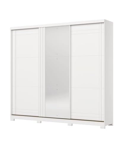 Vicawu DREHTÜRENSCHRANK Triple SCHIEBETÜREN ZANO, Mattweiß, 249 x 51,5 x 230 cm, Kleiderschrank mit 3 Schwebetüren 249 x 51,5 x 230 cm von Vicawu