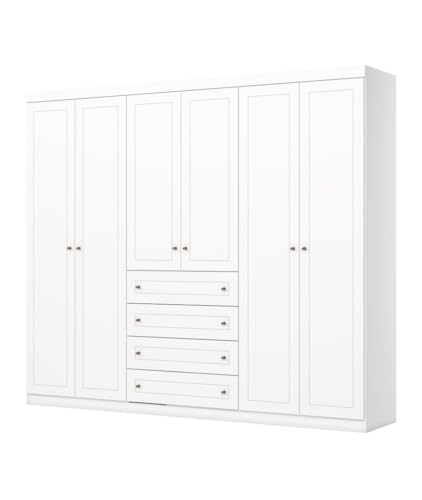 Vicawu GARDEROBENSCHRANK 6 TÜREN TILIUM - Weiss von Vicawu