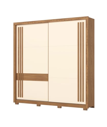 Vicawu KLEIDERSCHRANK MIT SCHIEBETÜREN Tucson, Natur/Off-White, 229 x 51,5 x 230 cm, Kleiderschrank mit 2 Schiebetüren 229 x 51,5 x 230 cm von Vicawu