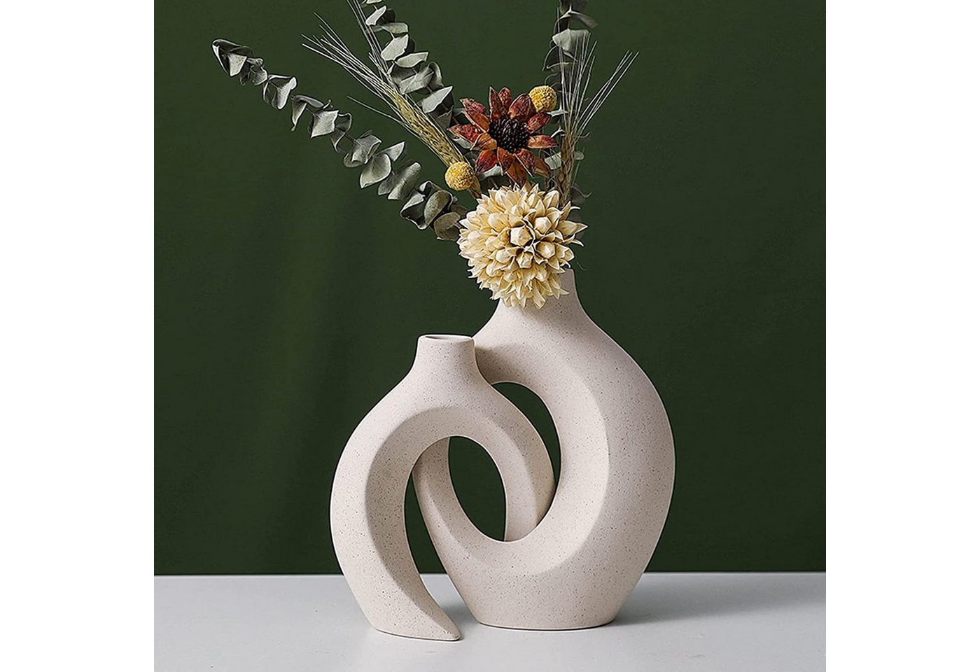 Vicbuy Dekovase 2er Keramik Vase, Pampasgras Vasen matt (Handgefertigte Getrocknete Blumenbehälter, Boho Blumenpflanzenbehälter, Kunsthandwerk Ornamente, Wohnkultur, für Haus), Büro, Geschenk für Hochzeit, Weihnachten von Vicbuy