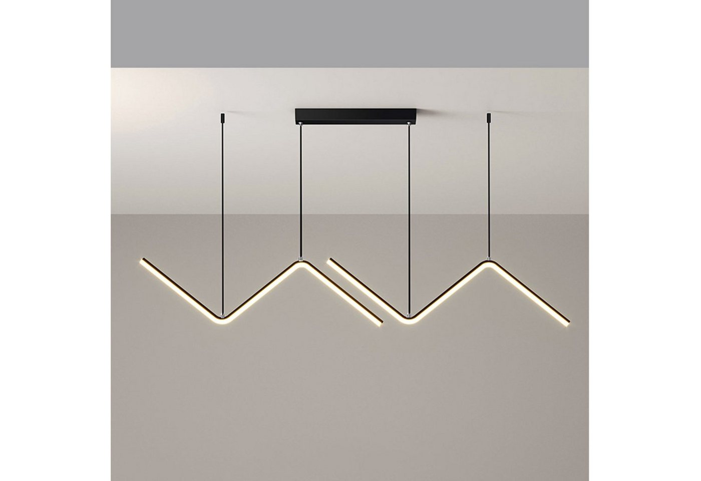 Vicbuy LED Pendelleuchte, Wohnzimmer-Deckenlampe, Unregelmäßiger Streifen Deckenleuchte, Esszimmer Dekoration Lampe, Stufenlos dimmbar, mit Fernbedienung, 3 Lichtfarben, 1,2 m Höhenverstellbar, 26W von Vicbuy