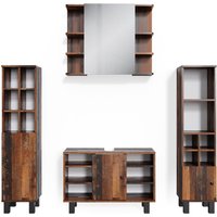 Vicco - Badmöbel-Set Fynn, Eiche rustikal, 4 Teile, mit Midischränke von Vicco