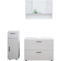 Badmöbel-Set Irma, Weiß Hochglanz, 3 Teile, mit Schubladenschrank und Midischrank Vicco von Vicco
