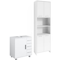 Badmöbel-Set Maris, Weiß, 2 Teile, mit Hochschrank und Waschbeckenunterschrank Vicco Badmöbel-Set Maris, Weiß, 2 Teile, mit Hochschrank und Waschbeckenunterschrank Vicco von Vicco