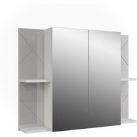 Badspiegelschrank Irma, Weiß/Weiß Hochglanz, 100 x 75 cm mit 2 Türen, Vicco Badspiegelschrank Irma, Weiß/Weiß Hochglanz, 100 x 75 cm mit 2 Türen, Vicco von Vicco