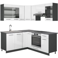 Vicco - Eckküche Fame-Line 180x160cm Anthrazit/Weiß Hochglanz Modern von Vicco