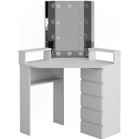 Vicco - Eckschminktisch Tilda, Weiß, 113.3 cm mit led Beleuchtung von Vicco