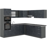 Vicco - Einbauküche in L-Form R-Line, Schwarz Beton/Anthrazit, 237 x 247 cm ohne Arbeitsplatte von Vicco