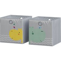 Vicco - Faltbox , Grau (Bär & Nilpferd), 30 x 30 cm (Motiv Bär & Nilpferd) von Vicco