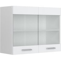Hängeschrank R-Line, Weiß Hochglanz, 80 cm mit Glastüren, Vicco von Vicco