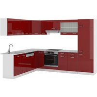 Vicco - Eckküche R-Line 287x227cm Weiß/Bordeaux-Rot Hochglanz Modern von Vicco