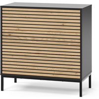 Kommode Eliza, Schwarz/Eiche, 80 x 81.2 cm 2 Schubladen Vicco von Vicco