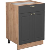 Küchenunterschrank Fame-Line, Anthrazit-Gold, 60 cm mit Schublade, ohne Arbeitsplatte Vicco von Vicco
