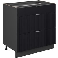 Küchenunterschrank Fame-Line, Schwarz gestreift, 80 cm mit 3 Schubladen, ohne Arbeitsplatte, Vicco von Vicco