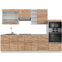 Küchenzeile Fame-Line, Goldkraft Eiche/Weiß, 280 cm ohne Arbeitsplatte, Vicco von Vicco