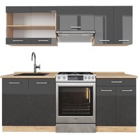 Vicco - Küchenzeile R-Line, Anthrazit Hochglanz/Goldkraft Eiche, 200 cm ohne Arbeitsplatte von Vicco