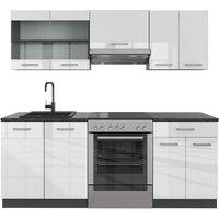 Vicco - Küchenzeile R-Line, Weiß Hochglanz/Anthrazit, 200 cm ohne Arbeitsplatte von Vicco