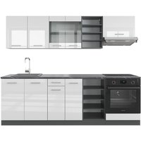Küchenzeile R-Line, Weiß Hochglanz/Anthrazit, 240 cm ohne Arbeitsplatte, Vicco Küchenzeile R-Line, Weiß Hochglanz/Anthrazit, 240 cm ohne Arbeitsplatte, Vicco von Vicco