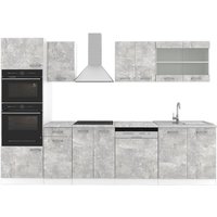 Vicco - Küchenzeile R-Line, Beton, 300 cm mit Hochschrank, ohne Arbeitsplatte von Vicco